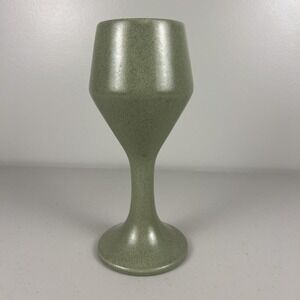 Haegar Pottery Green Speckled Goblet Pedestal Vase Vintage 9.25"  MCM Planter